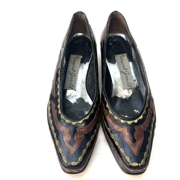 Margaret Jerrold Vintage Art Deco Western Slip On Heels Low Pumps Ladies Size 7M - Picture 2 of 12